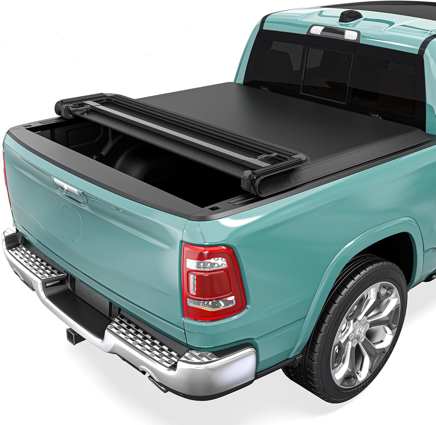Soft Quad-Fold Truck Bed Tonneau Cover Fit for Dodge Ram 1500 (Classic & New) 2009-2026, 5.7 ft Bed w/o Rambox