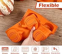 Vista 7 de Moldes de calabaza de Webake, moldes de silicona para pastel de calabaza, molde de calabaza de 6 cavidades para hornear cupcake de chocolate