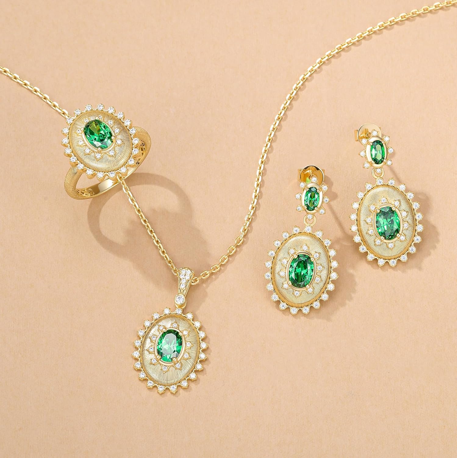 Vintage Birthstone Earrings for Women, Gold Plated Sterling Silver Oval Cut Gemstone Drop Dangle Earrings, Elegant Fine Jewelry Birthday Anniversary Christmas Gift for Mom Wife Her - Image 5