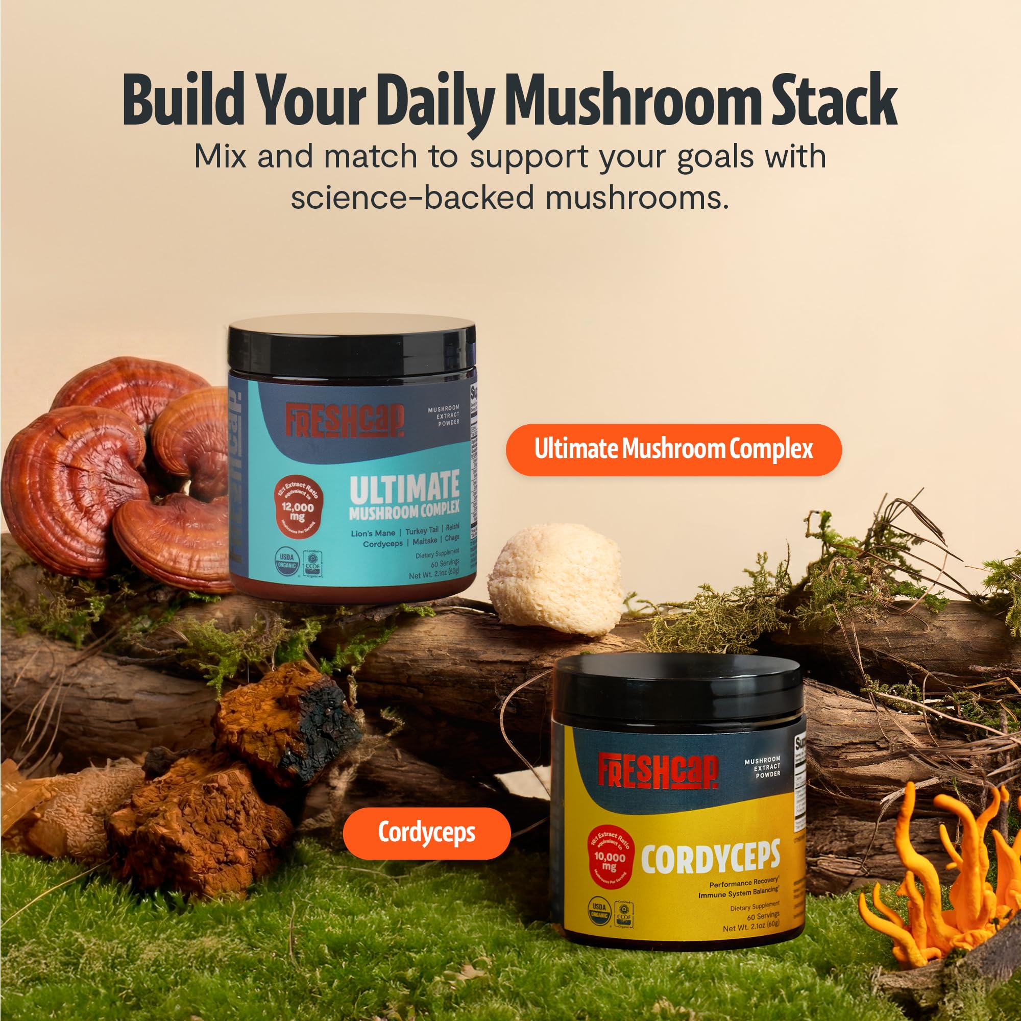 FreshCap Mushrooms Powder - Ultimate Mushroom Complex, 60 Servings — Amazon image 8