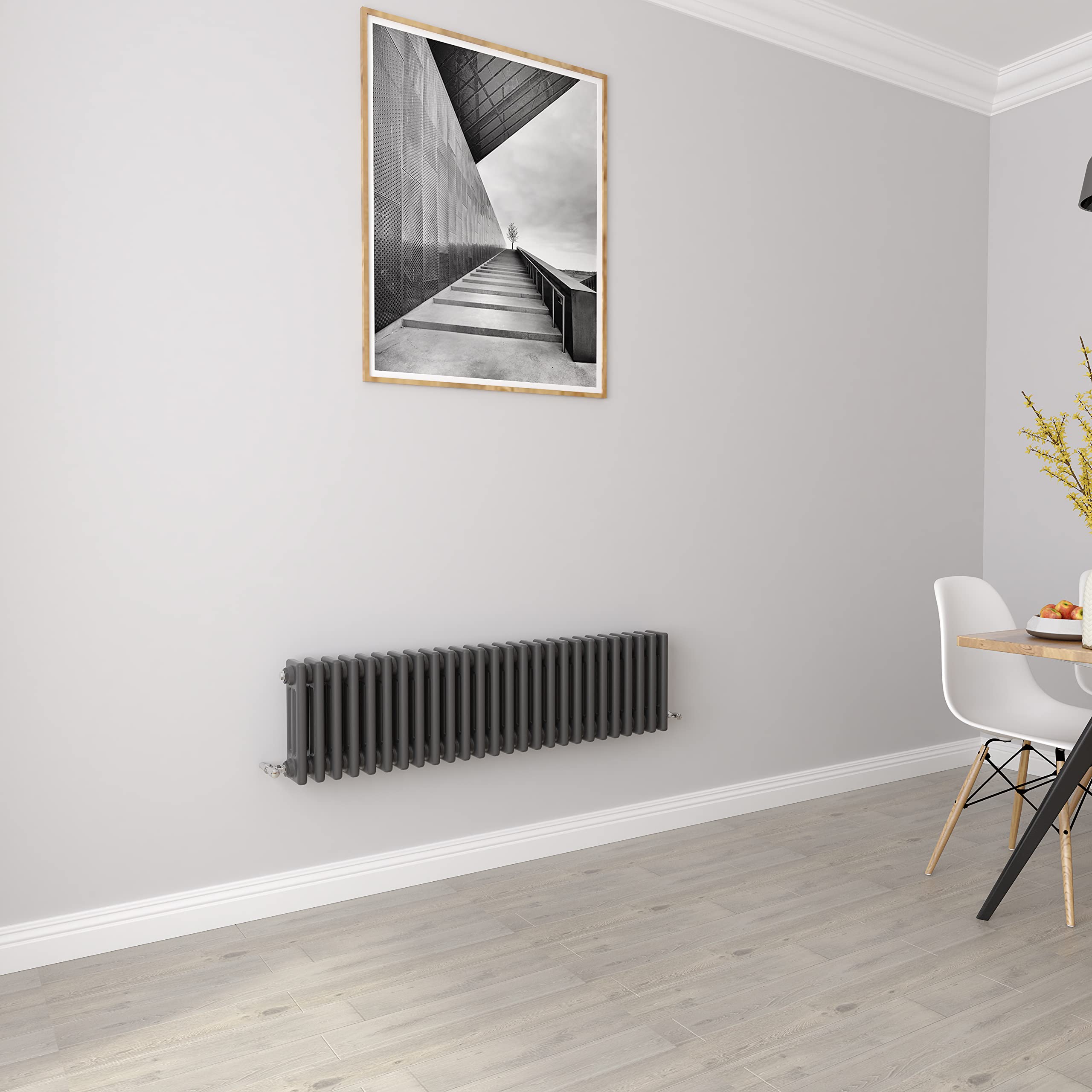 Anthracite radiators Horizontal 3 Column Rads Cast Iron Style Central Heating radiators for Bathroom,Living Room and Kitchen 300x1190mm