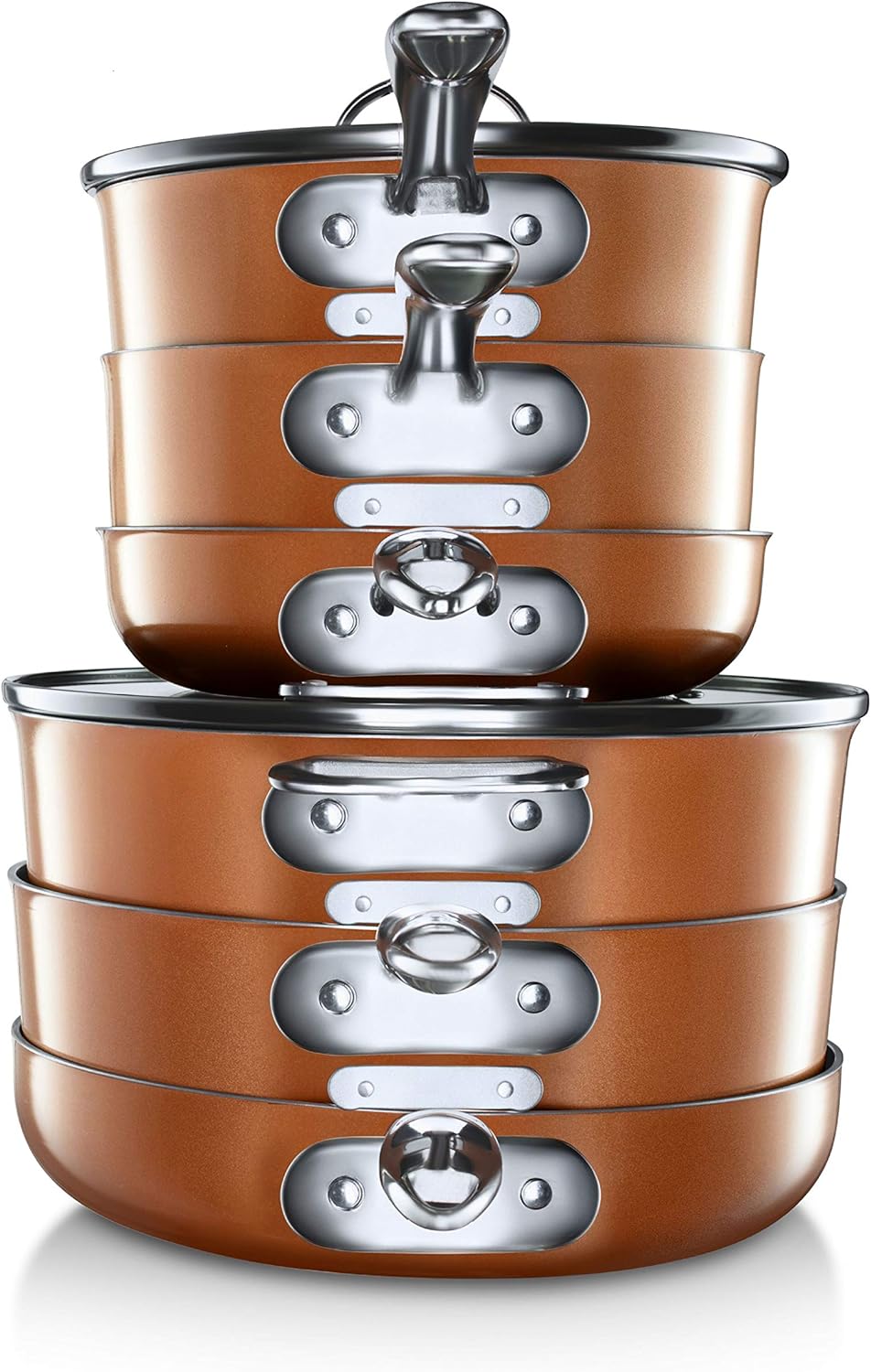 Super Cheap 🛒 Gotham Steel Stackmaster Pots & Pans Set | Space Saving 15 Piece Stackable Nonstick Cookware Set, Includes Frying Pans, Skillets, Saucepans Stock Pots + 5 Utensils | Induction, Oven & Dishwasher Safe