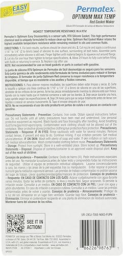 Miniatura 11 de Permatex Optimum Red - Máquina de juntas de alta temperatura, 13 onzas