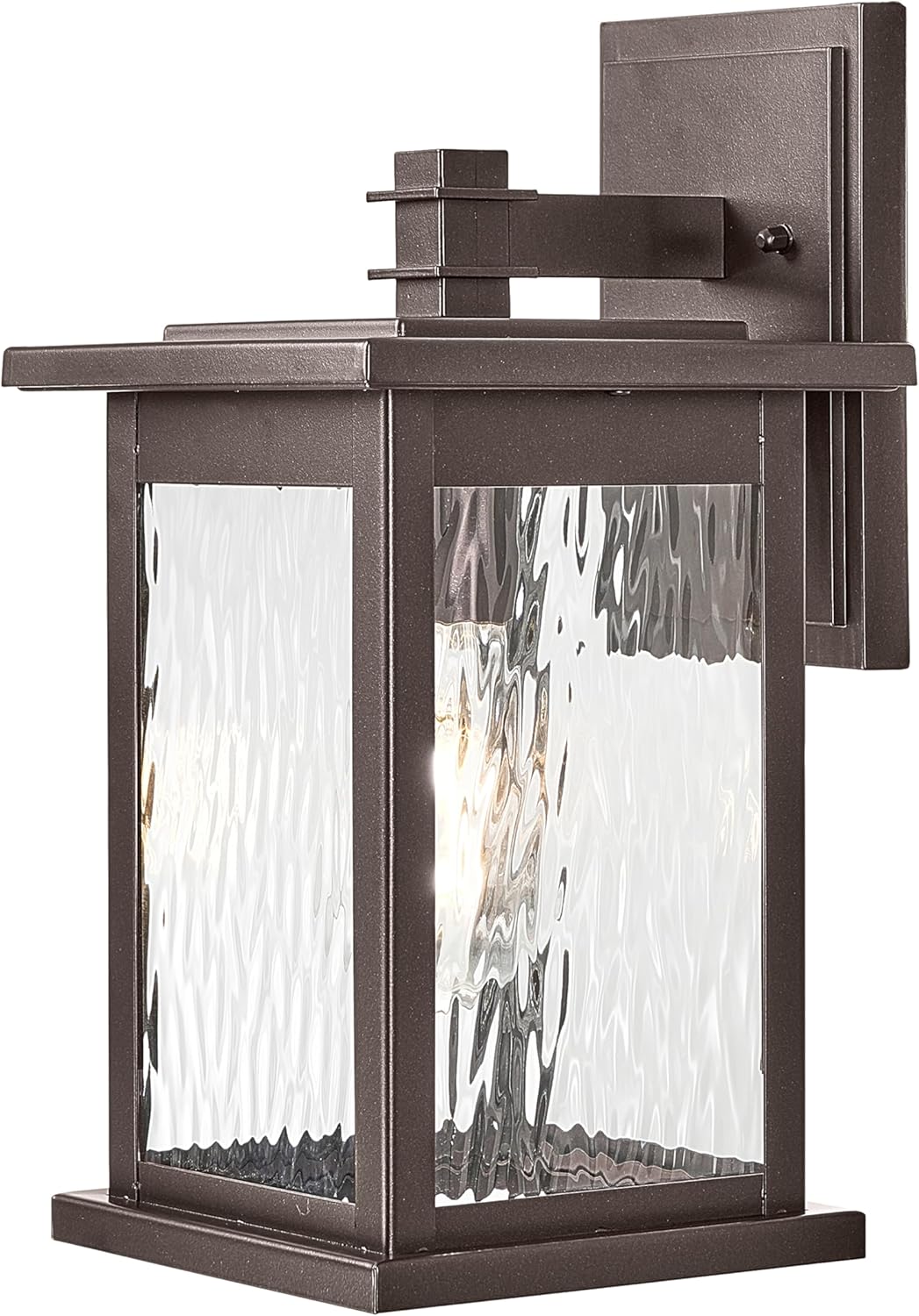 Outdoor Wall Lights Waterproof Black Exterior Llighting Fixtures with Water Ripple Glass 12 Inch Height Porch Lights Outdoor Anti-Rust Aluminum Material and E26 Socket