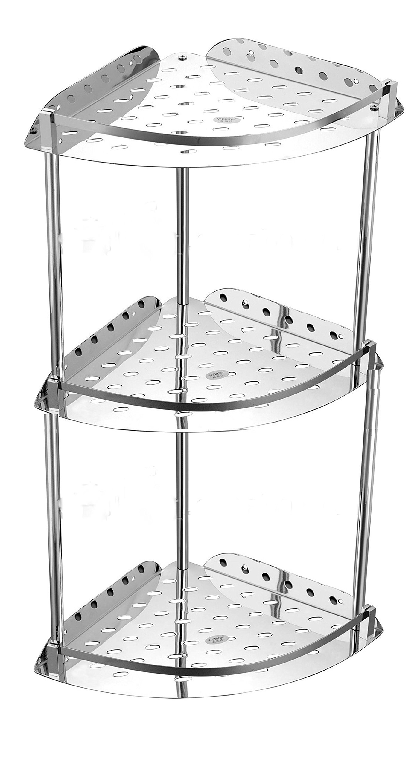 Wesda AJ-SF9A-SSFO Stainless Steel Kitchen Corner Shelf Storage 3 Tier Holder (Triple), Silver, 189