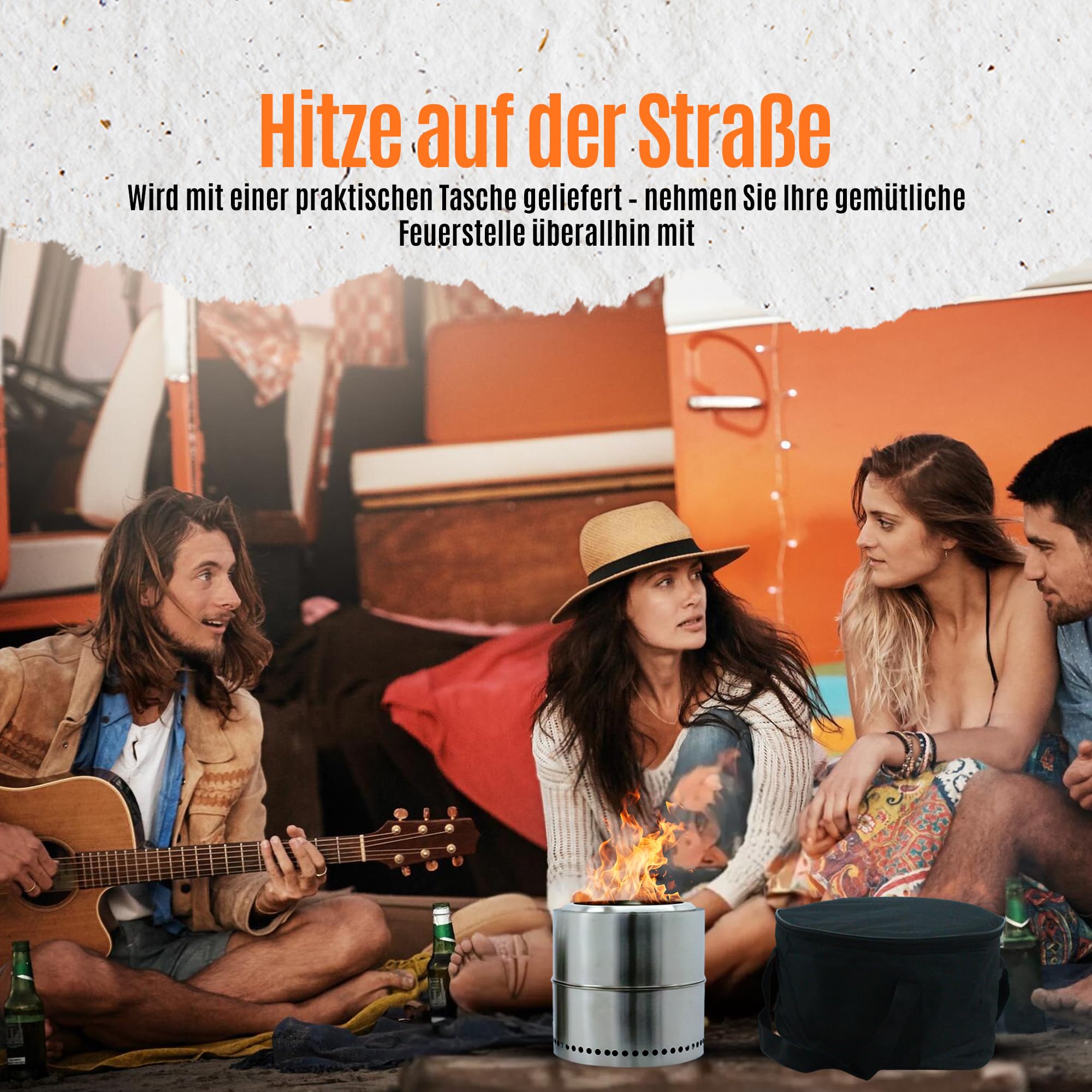 Feuerstelle, Feuerkorb, Feuertonne, Ø 37 cm, Deko für Garten,Terrasse und Balkon,Für Pellets/Holz, Edelstahl rauchfreier Camping-Tischkocher für die Vorstadt,Silber