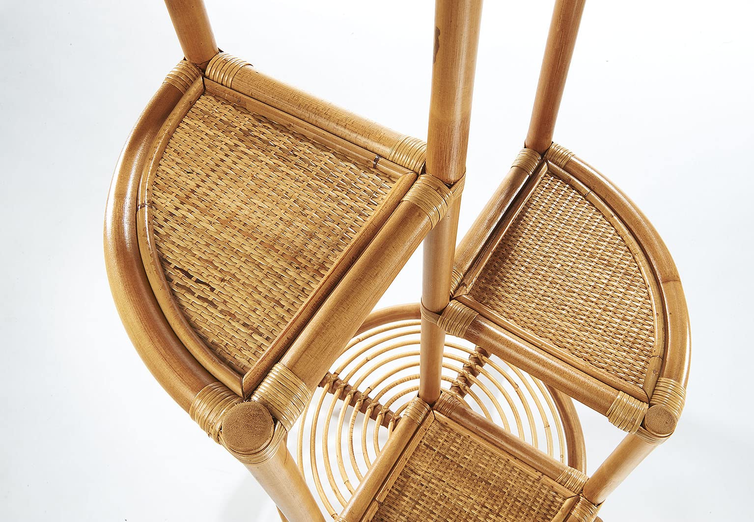 Kobolo Blumenregal Blumenhocker Pflanzenständer Regal aus Rattan - Natur - für 4 Töpfe