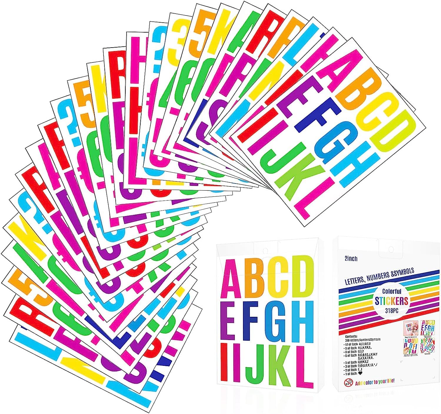 318 Pieces 24 Sheets Large Letter Stickers Big Font