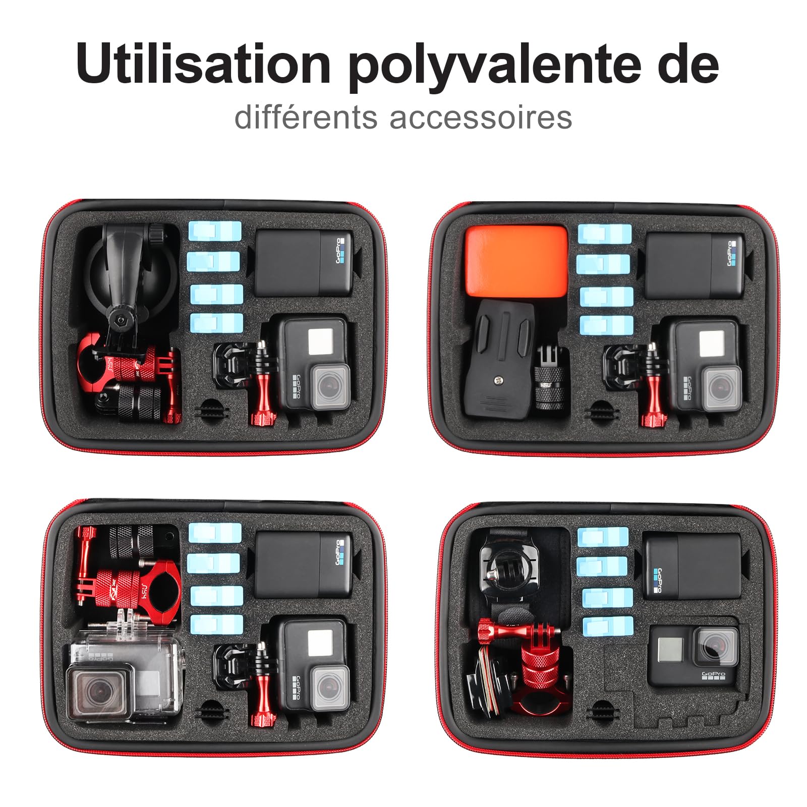 HSU Sacoche de Transport pour GoPro, Sacoche de Voyage Portable étanche pour caméras d'action Hero 12/11/10/9/8/7/6/5/4/3 et Accessoires (Middle)