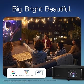 Epson Lifestudio Pop Plus 4K PRO-UHD Personal Lifestyle Smart Streaming Projector with 700 Lumens Color and White Brightness, Sound by Bose, Google TV, 3-Chip 3LCD Triple Core Engine, Black