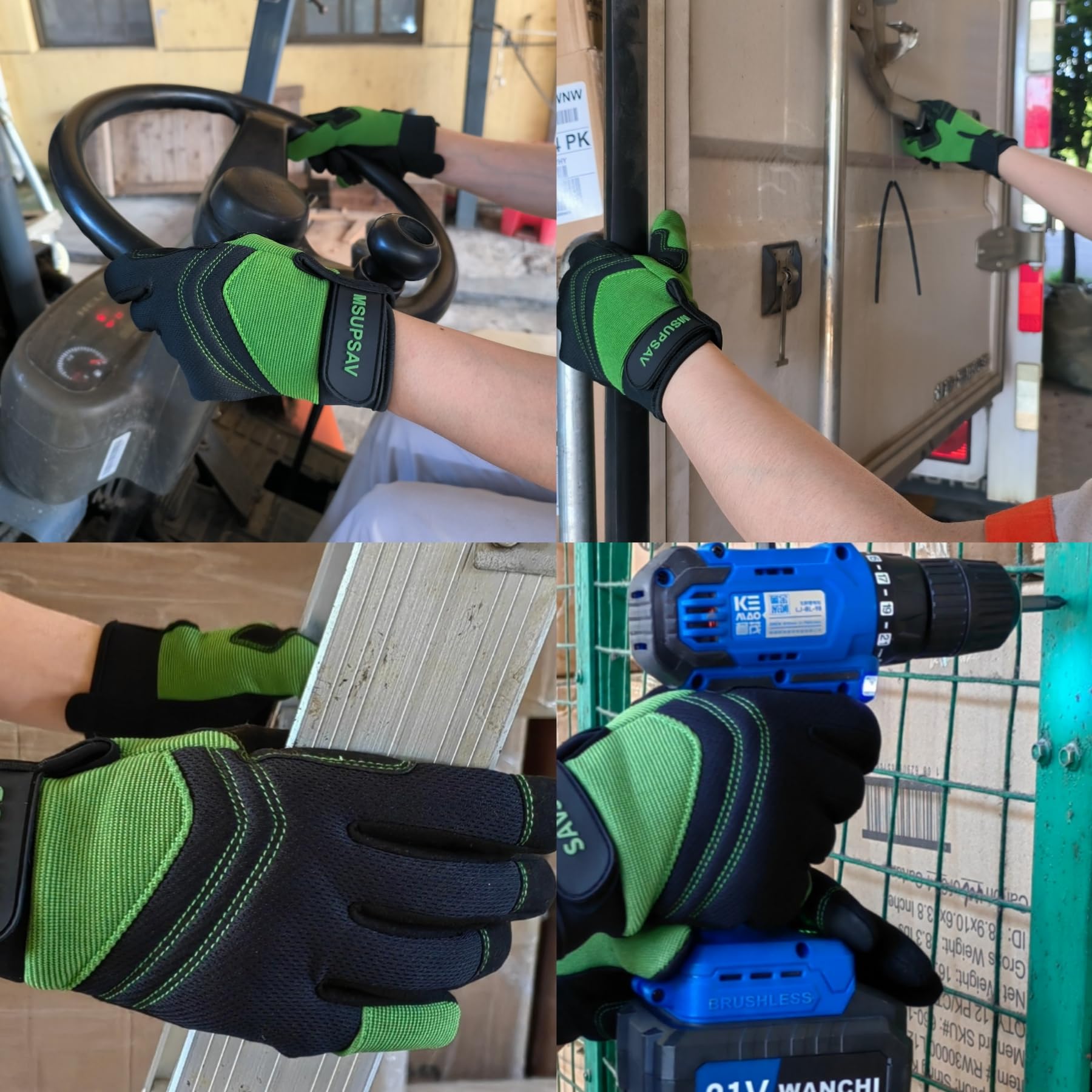 2 paia di guanti da giardinaggio resistenti alle spine e alla perforazione con manico, guanti da lavoro in pelle da donna, guanti da lavoro in pelle, regali (verde, M)