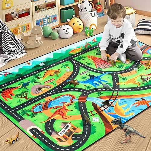 Miniatura 12 de Alfombra para Niños, Alfombras de Juego para Bebé con Pista de Carreras, Ruta Envolvente en Cascada 3D Realista, Alfombra de 5 x 7 Pies para Niños
