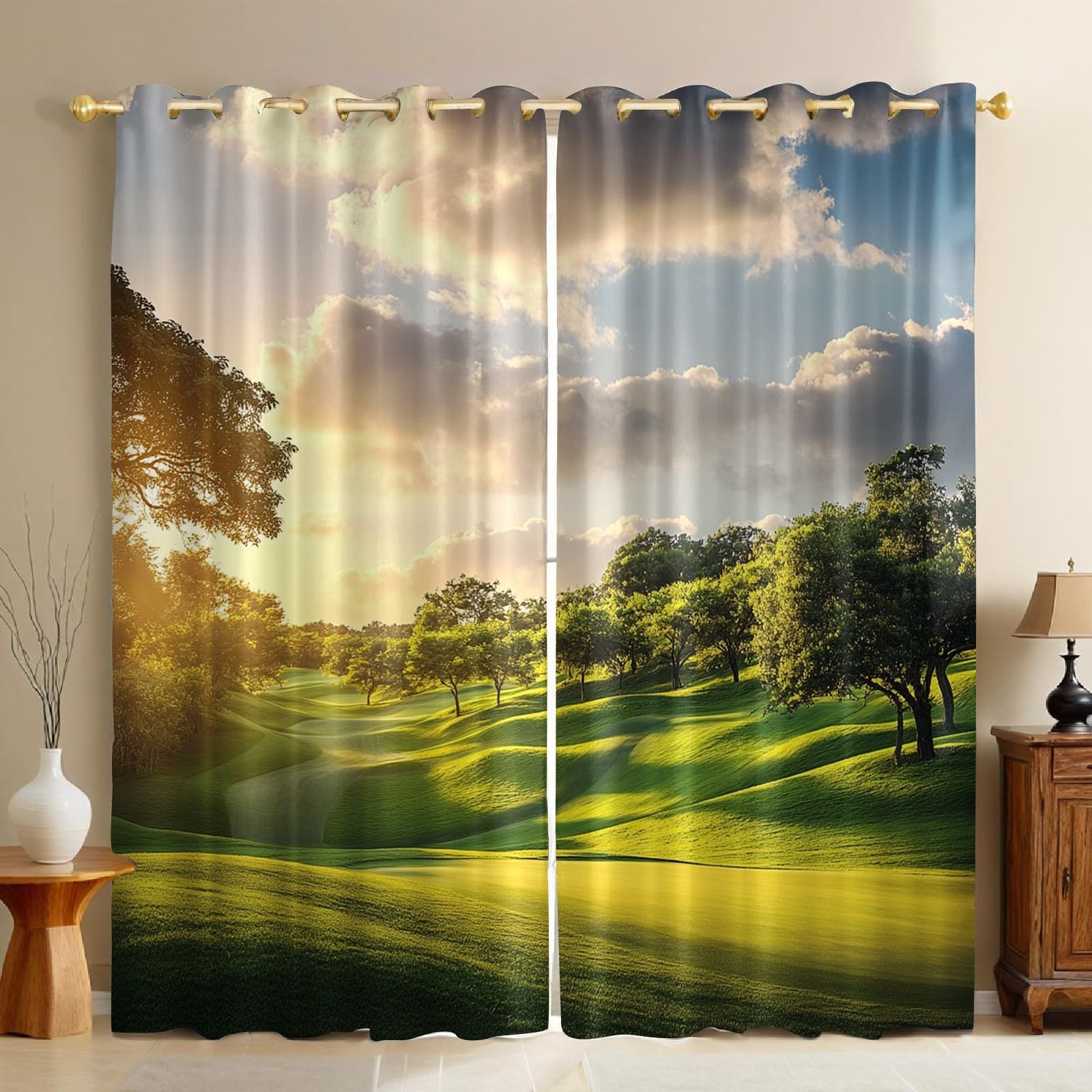 Rideaux occultants imprimé nature 140x280 cm pour un salon cosy et chaleureux