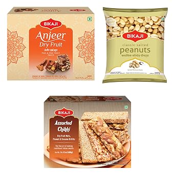 Bikaji Assorted Chikki, Anjeer Barfee & Salted Peanuts Combo 850g