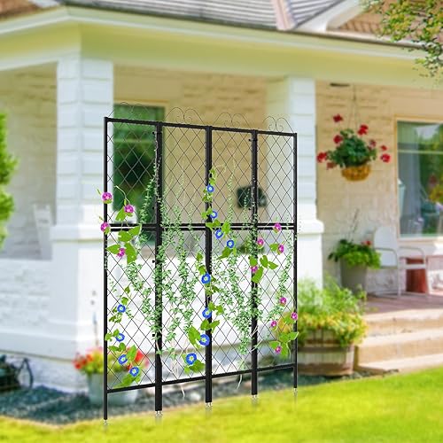 Miniatura 6 de Zhongma Paquete de 2 enrejados de metal para jardín para plantas trepadoras, valla de metal de 77.2 pulgadas de alto, soporte de enrejado para