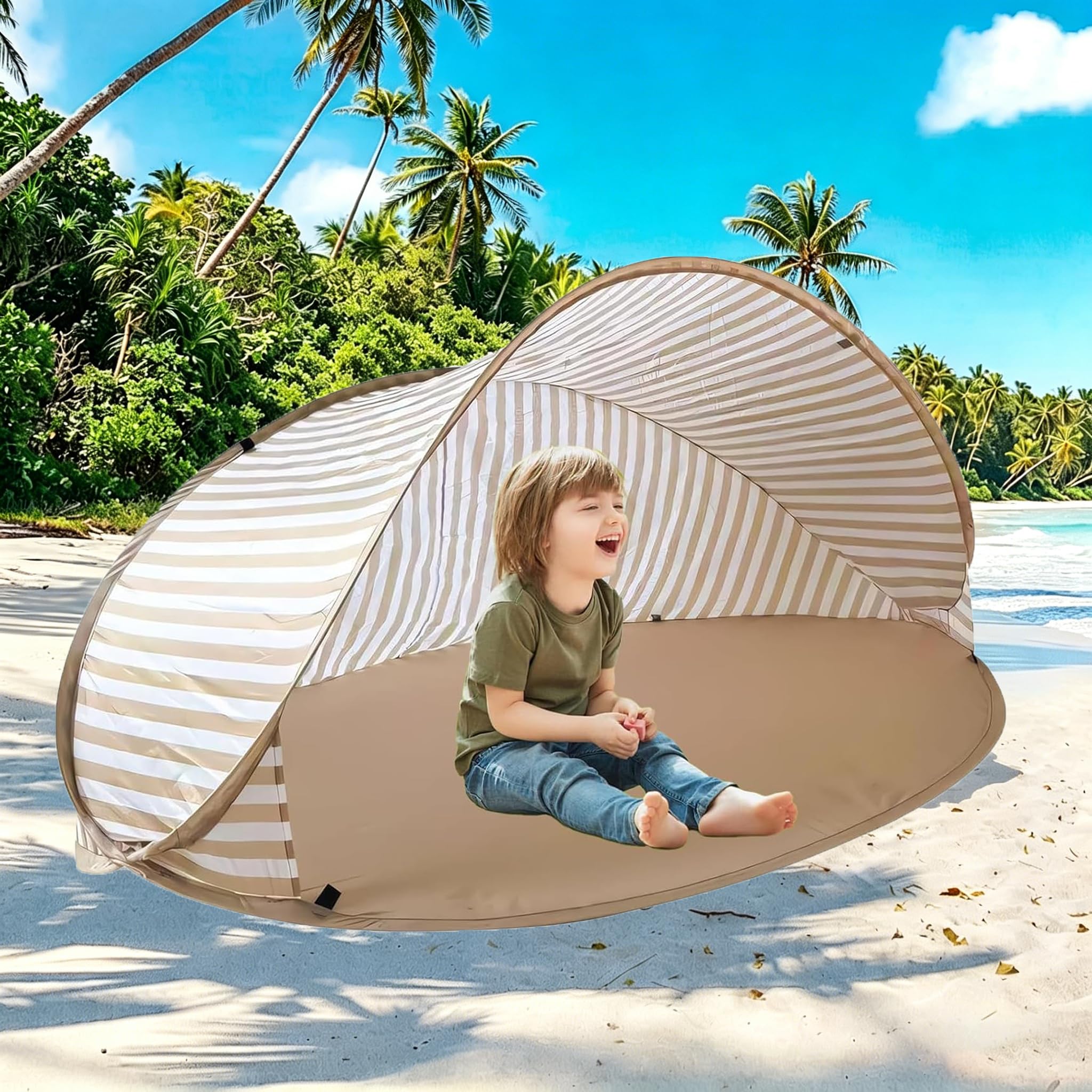 UV-Schutz Strandmuschel Pop Up – Faltbare Strandmuschel für Babys mit UV-Schutz UPF 50+, Faltbare Atmungsaktive Sonnenschutzmuschel, Tragbar für Outdoor, Urlaub, Garten, Camping (A)