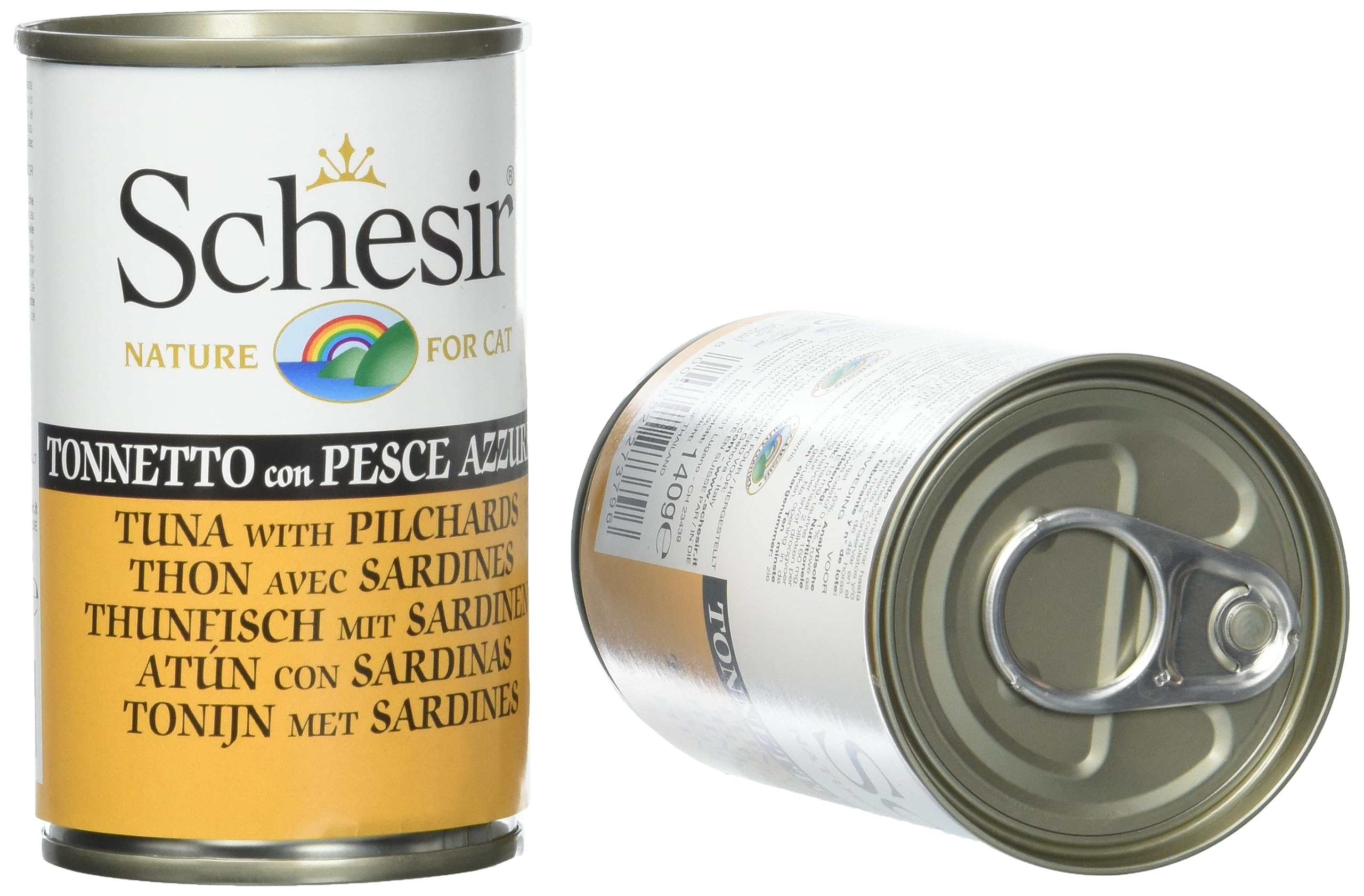Schesir, Cibo Umido per Gatti Adulti al Gusto Tonnetto con Pesce Azzurro Preparato in Morbida Gelatina - Totale 0,84Kg (6 Lattine da 140G)