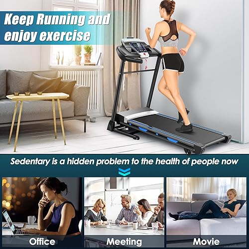 Miniatura 3 de Caminadora eléctrica plegable inteligente con inclinación automática, altavoces, Bluetooth, LCD, aplicación, monitor de pulso y carga USB, fácil