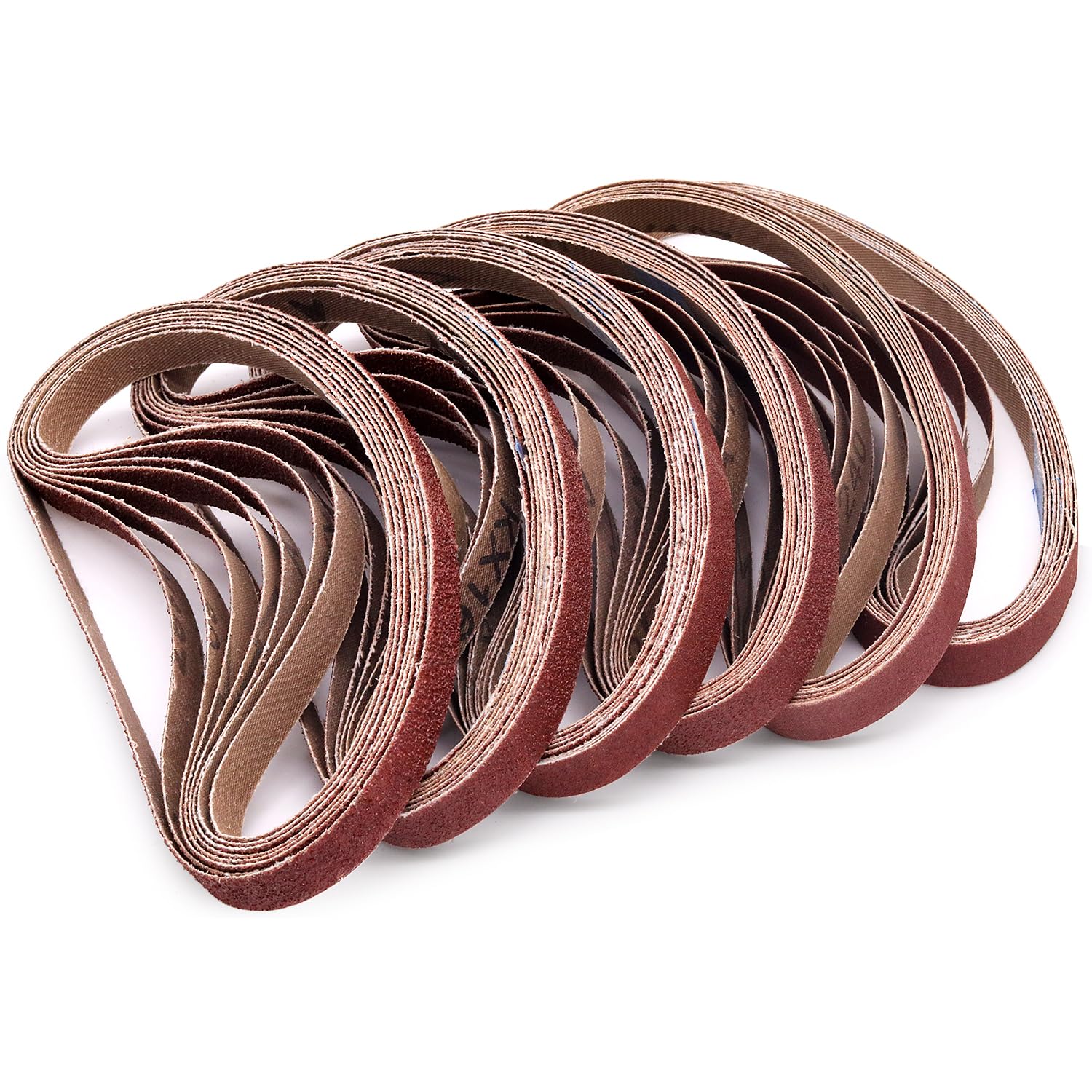 48 PCS 1/2 x 18 Sanding Belts, 1/2x18 Aluminum Oxide Sanding Belts for Mini Air Belt Sander, 8 Each of 40,60,80,120,180,240 Grit