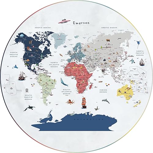 Miniatura 2 de Dreamy Kids Colorful V Animal World Map Wallpaper for Kids Educational Augmented Reality Based Removable Nursery Wall Mural Peel and Stick Nonwoven