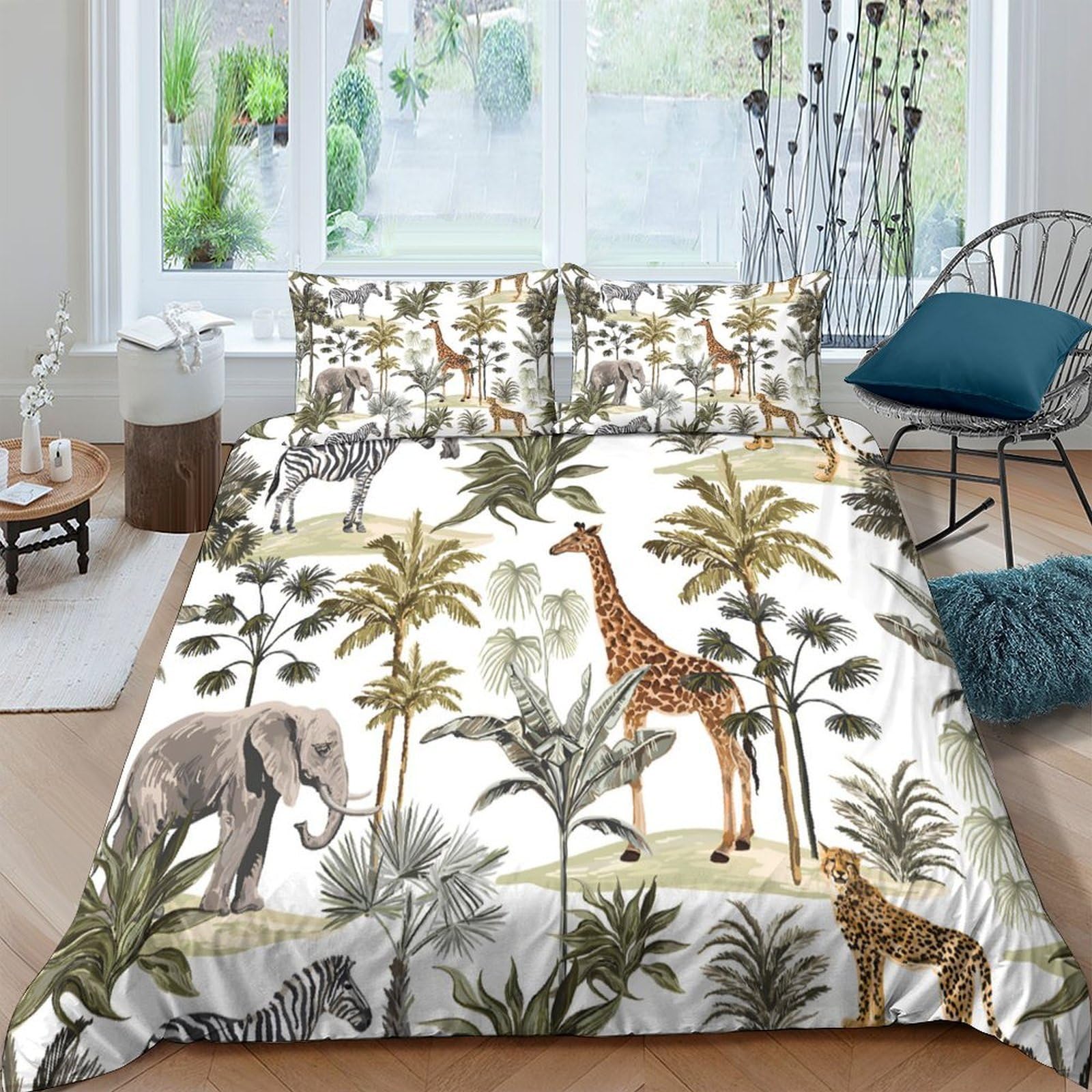 Ctjqhvkz Style-3 3D Printed Jungle Safari Fitted Sheet Microfiber Soft Breathable Animal Forest Mattress Cover For Bedroom Guest Room Decor Single（135X200cm）
