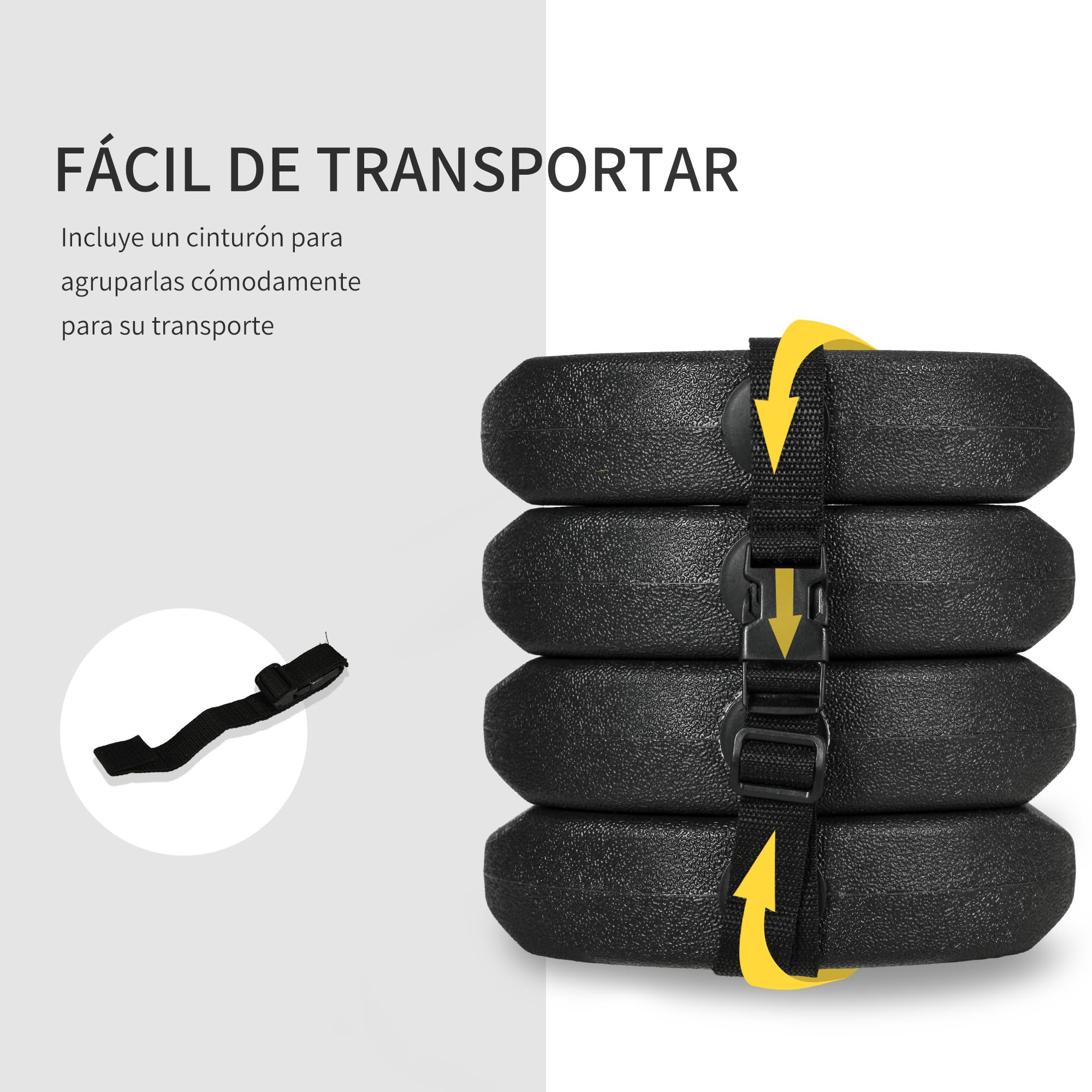 Outsunny Pesos para Carpas Plegables Pack de 4 Bases Ø22x5,5 cm Negro | Pesos para Cenador, Rellenados con Cemento, Bases para Toldo Pérgola