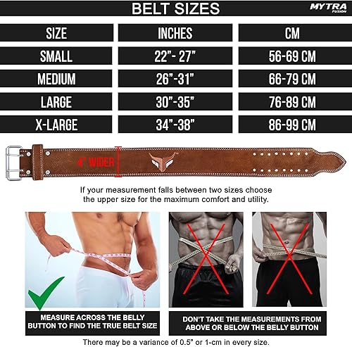 Miniatura 4 de Mytra Fusion Weight Lifting Belt Double Prong Buckle Power Lifting Belt Leather Weightlifting Belt for Training Gym Workout