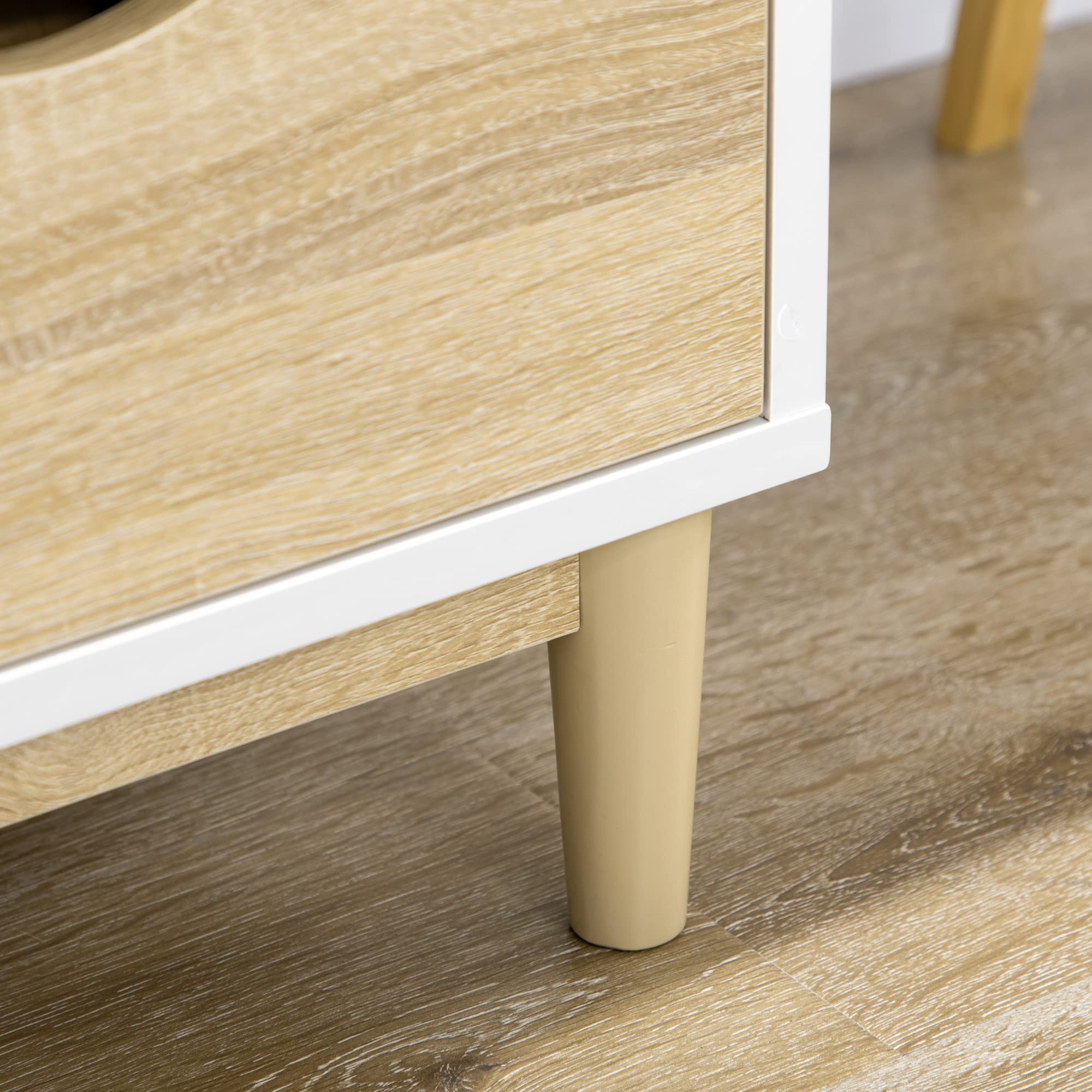 HOMCOM Mueble TV de Salón 4 Cajones 120x40x44,5 cm Blanco y Roble | Mesa para TV, para Televisores de hasta 55", con Estantes de Almacenamiento, para Dormitorio