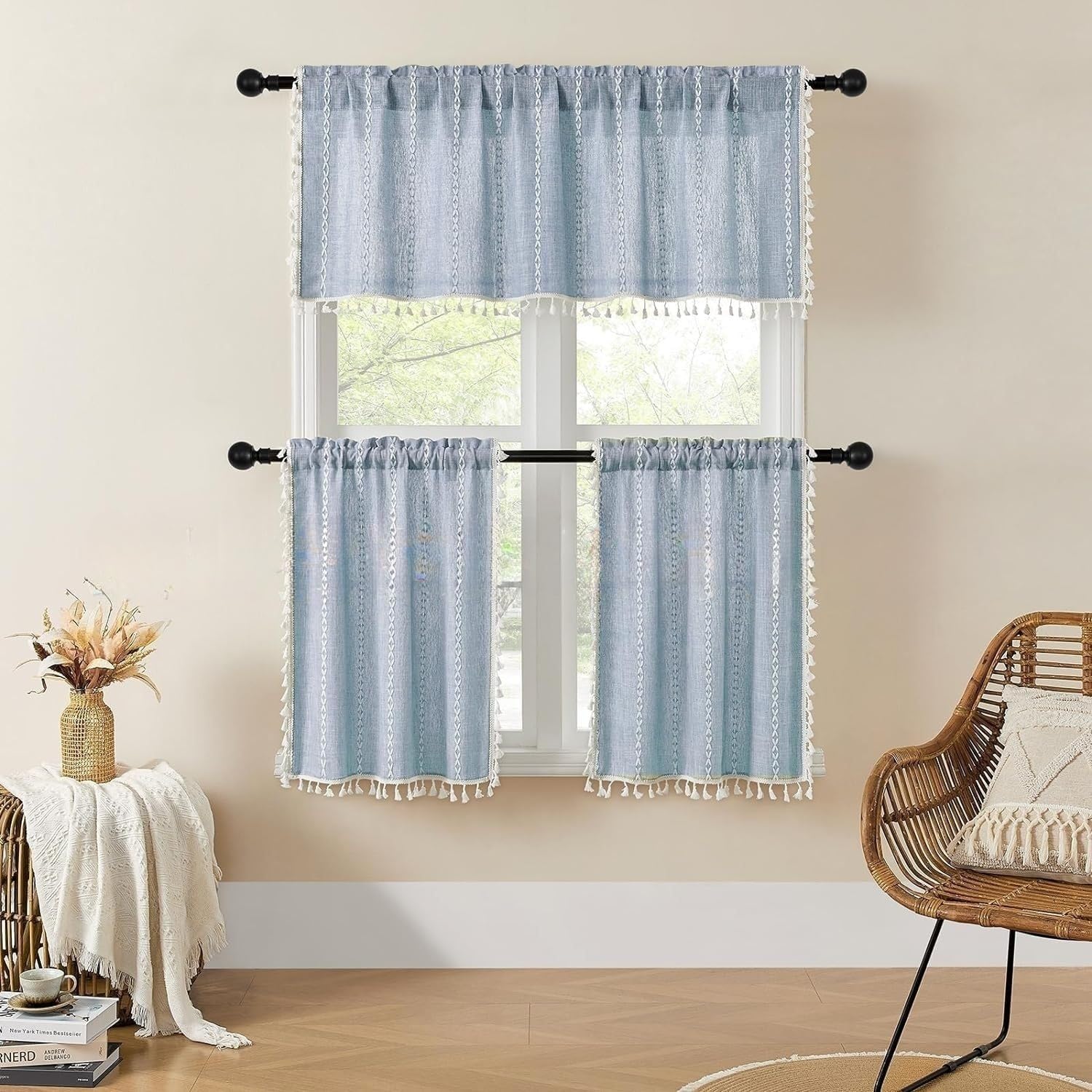 KIZAMI Rideau de Douche en Coton et Lin 130 × 210 cm, Rideau de Douche occultant, Rideau de Douche imperméable sans poinçon, utilisé pour la décoration de Salle de Bain d'hôtel à la Maison