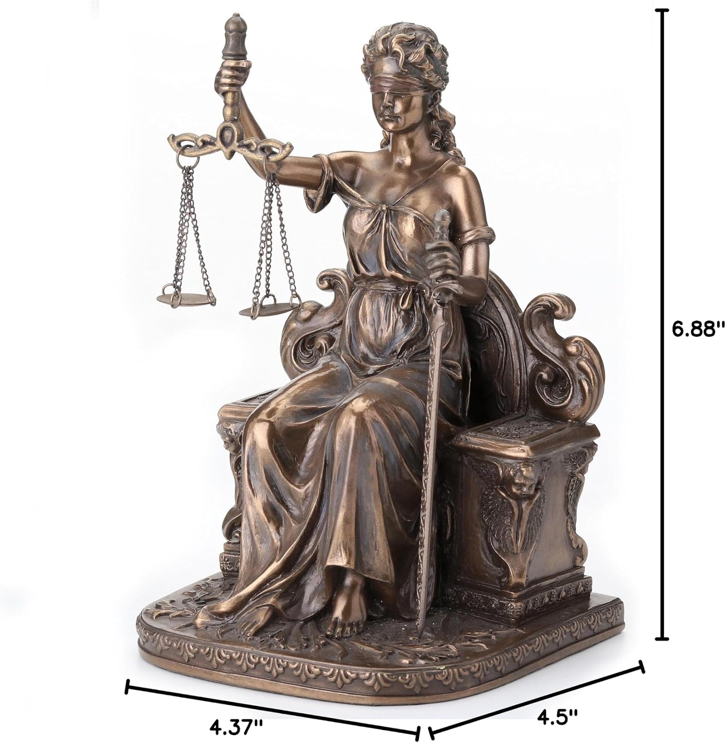 Lady Justice Seated with Scales and Sword Statue Le Justica