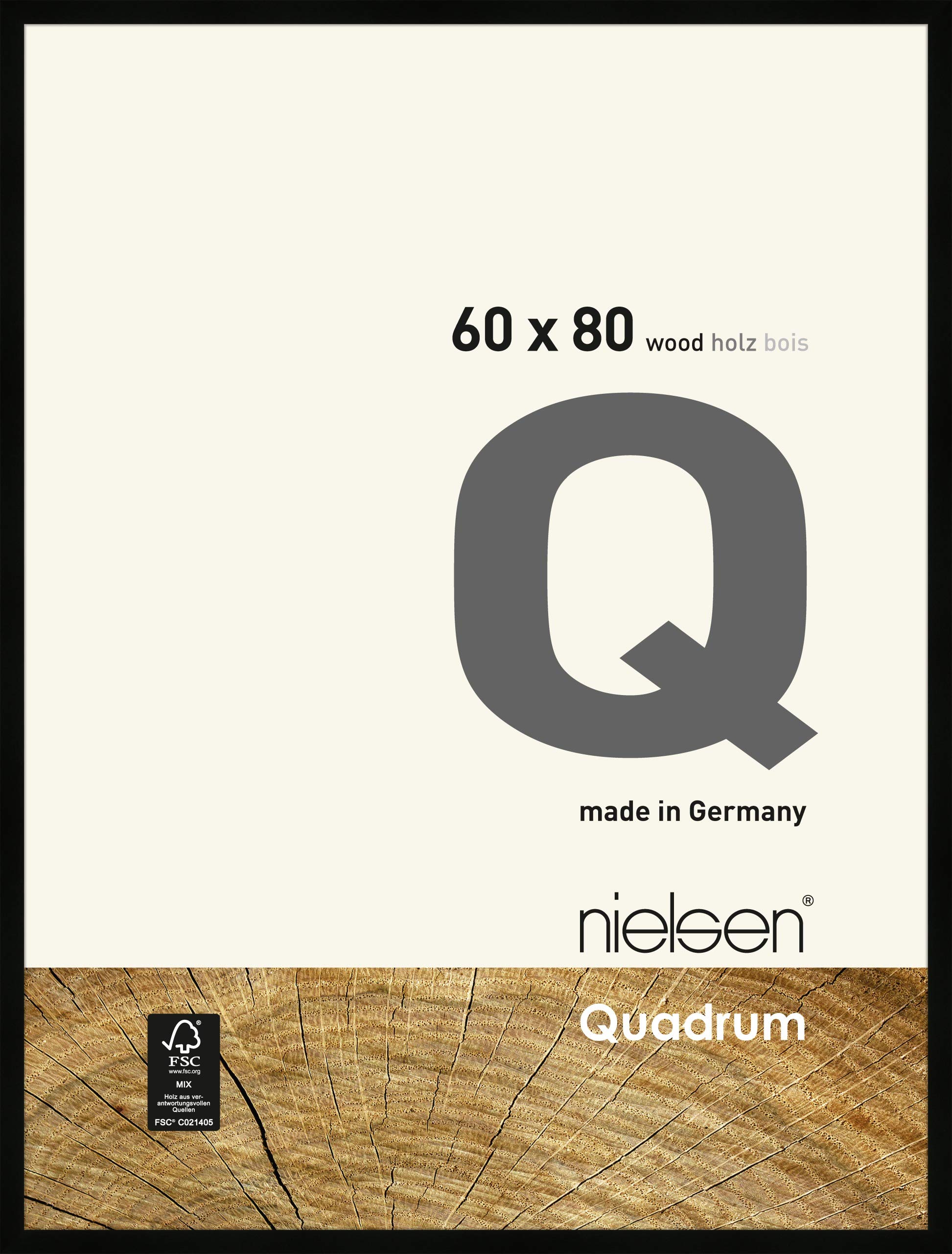 Nielsen Quadrum 60x80cm Black Wooden Picture Frame - Pine Wood - Made in Germany