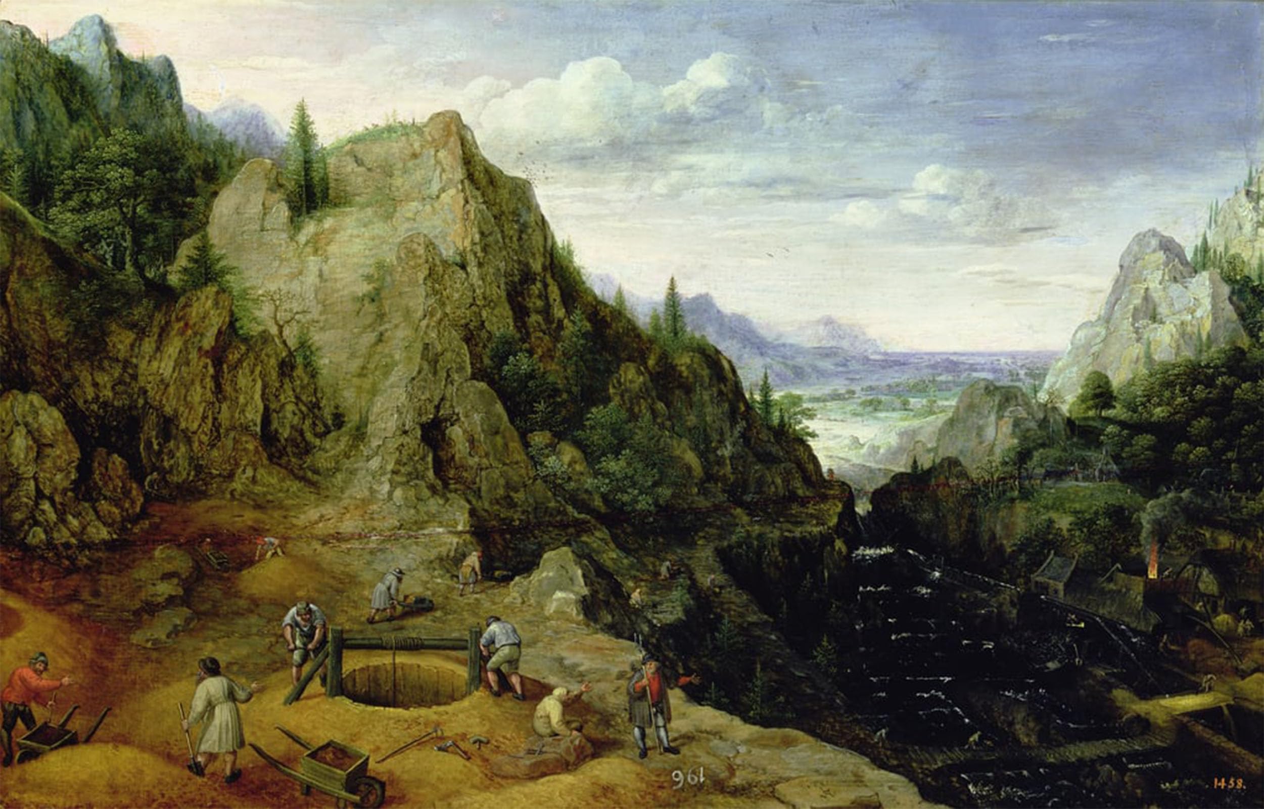 ARTXLXXBN Famous Print Painting Colorful Art Print Landscape with a Foundry by Lucas Van Valckenborch Canvas Art Decorations for Home Decor 60x90cm