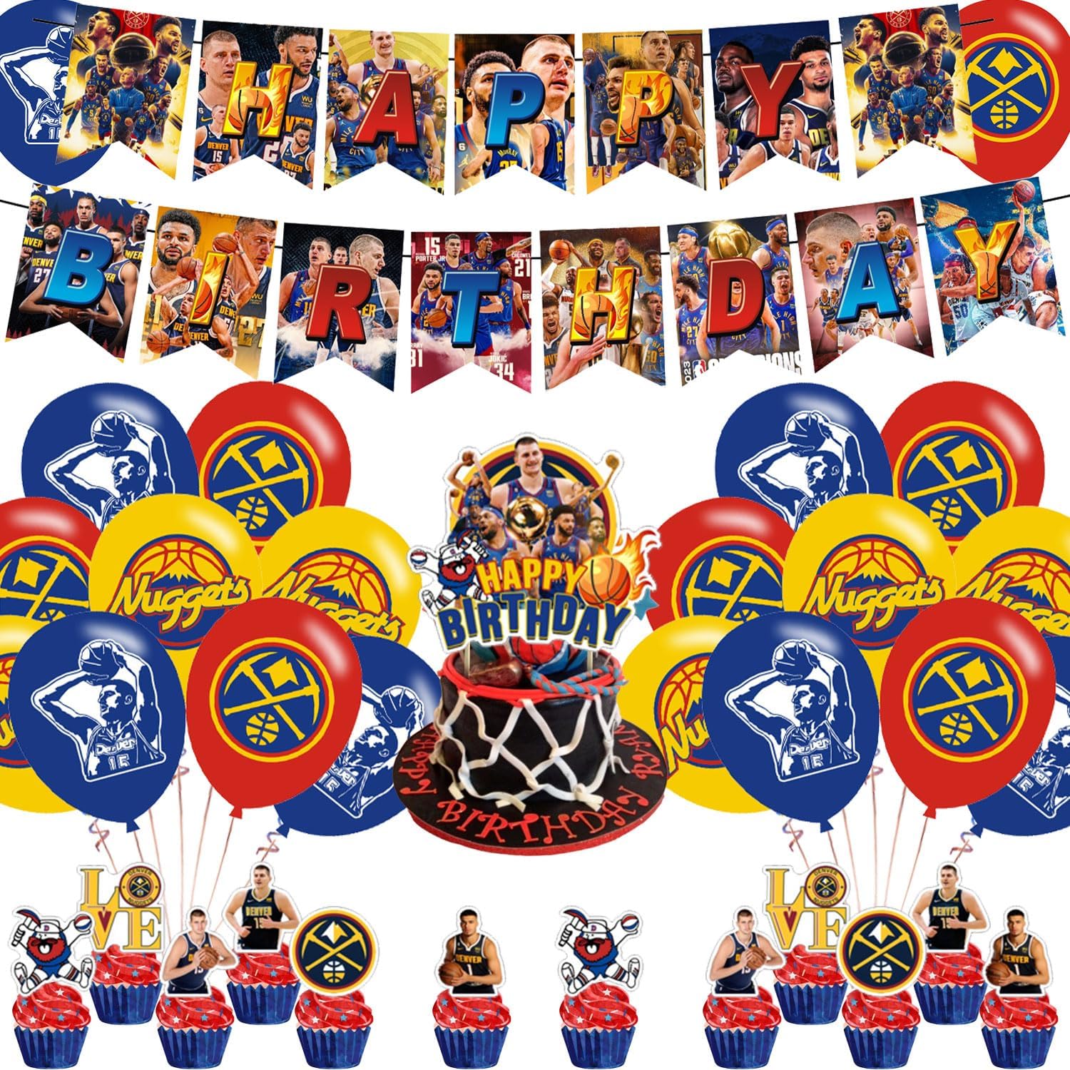 Denver Nuggets Basketball Birthday Party Decorations, Denver Nuggets Theme Party