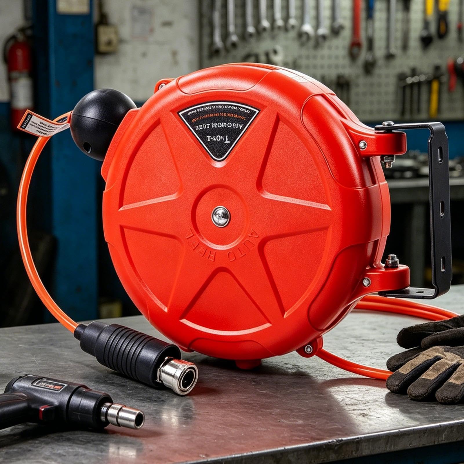 Avvolgitubo Aria Retrattile 32.8ft A Parete Riavvolgimento Automatico | Avvolgitori per Tubo Retrattili per officine, garage, casa, studio, riparazioni e automotive, manutenzione macchinar