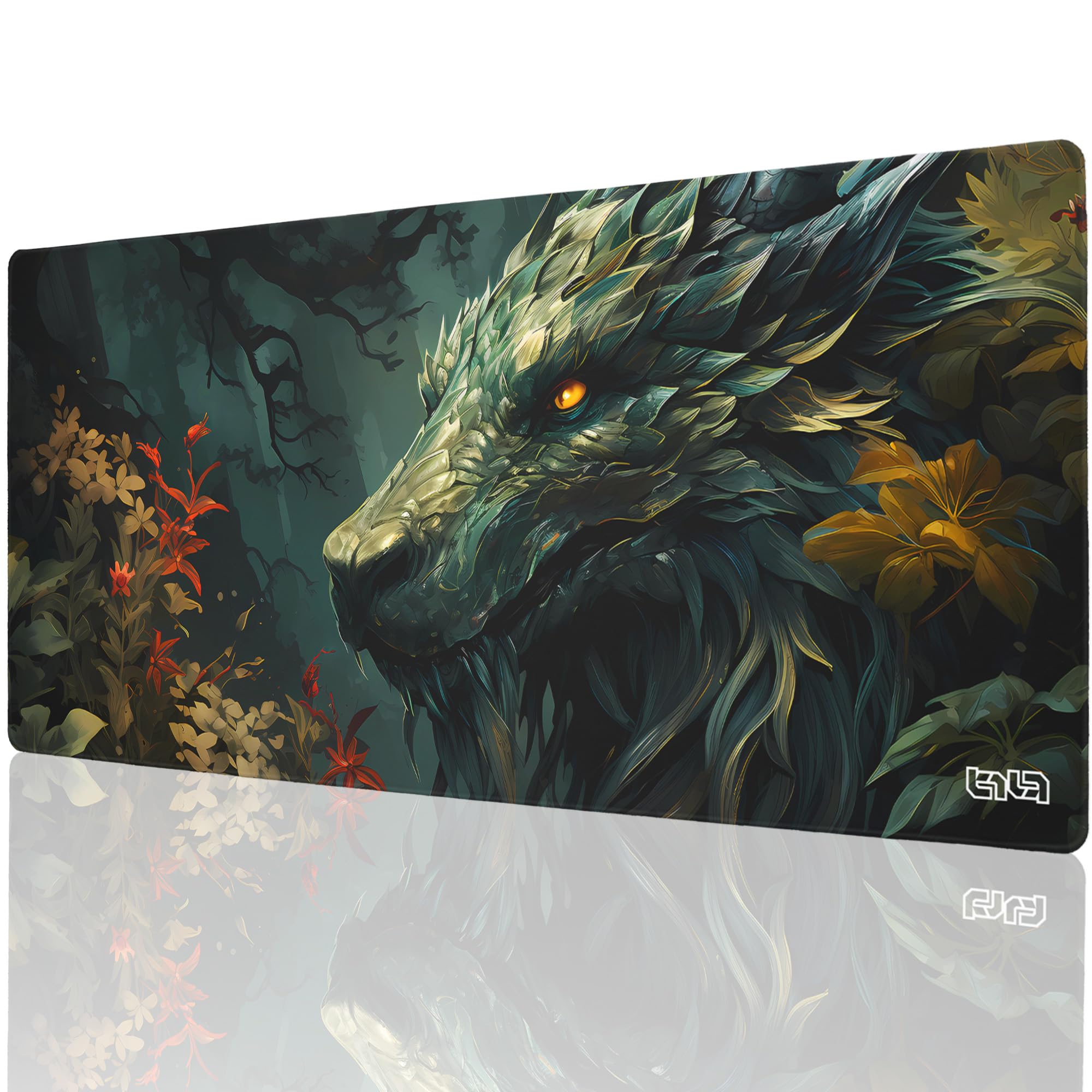 Tilt Grand Tapis de Souris Gamer XXL 90x40 cm | Tapis de Bureau Gaming Anti-Dérapant | Mouse Pad Imperméable pour PC et Accessoires Gaming | Tapis de Clavier (Forest Dragon)
