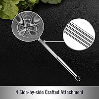 Vista 4 de Hiware Colador de Araña de Acero Inoxidable Escumador Cucharón, Utensilios de Cocina Colador de Alambre Cuchara para Pasta, 17.8 cm