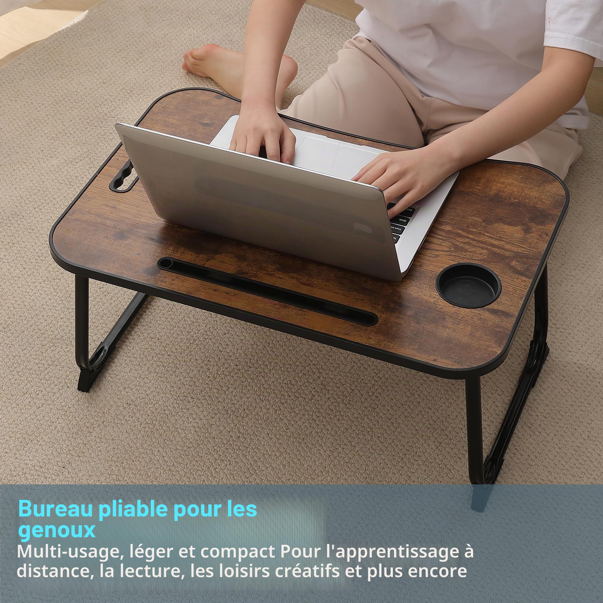 Table de lit pour Ordinateur, Table pour Lire, écrire, Plateau-Repas au lit, sur Le canapé Ainsi qu'à la Maison et au Bureau (Yellow)