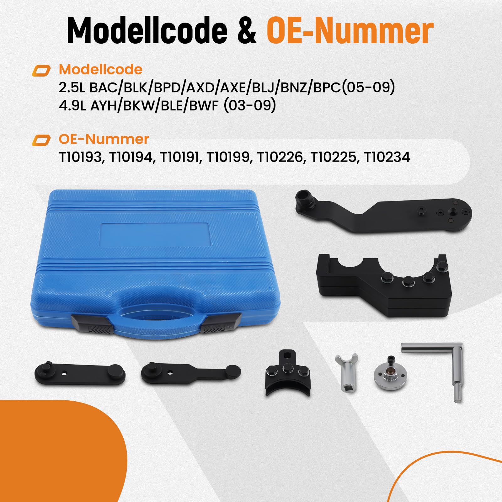 maXpeedingrods Motor Einstell Werkzeug Zahnriemen Arretierung Steuerzeiten für VW Transporter T5 Touareg 2.5 4.9 TDi T10199 T10226 T10193 T10194 T10191 T10225 T10234, Nockenwellen-Arretierwerkzeug