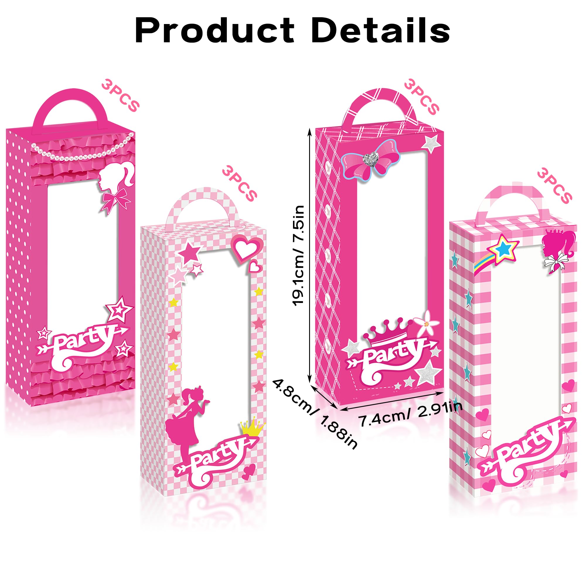 12 Rosa Gold-Geschenktüten Mit Glitzer – 20,3 X 11,9 X 7,6 Cm, Für Geburtstag, Hochzeit & Partys