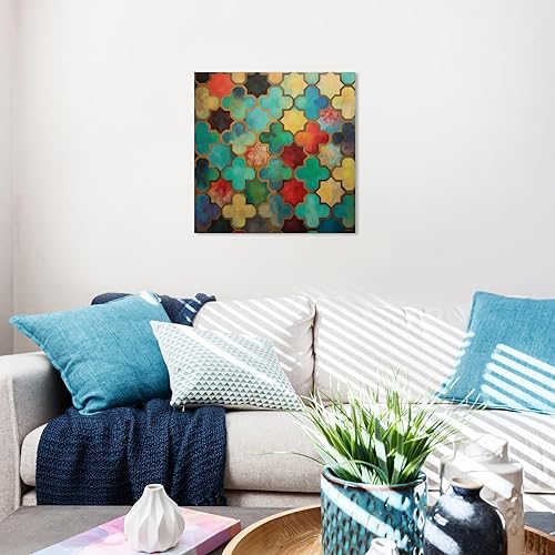 Miniatura 3 de Wynwood Studio Lienzo abstracto envuelto en el Mediterráneo, Quadro di Mosaico II, arte de pared para sala de estar, dormitorio y baño, 20 x 20