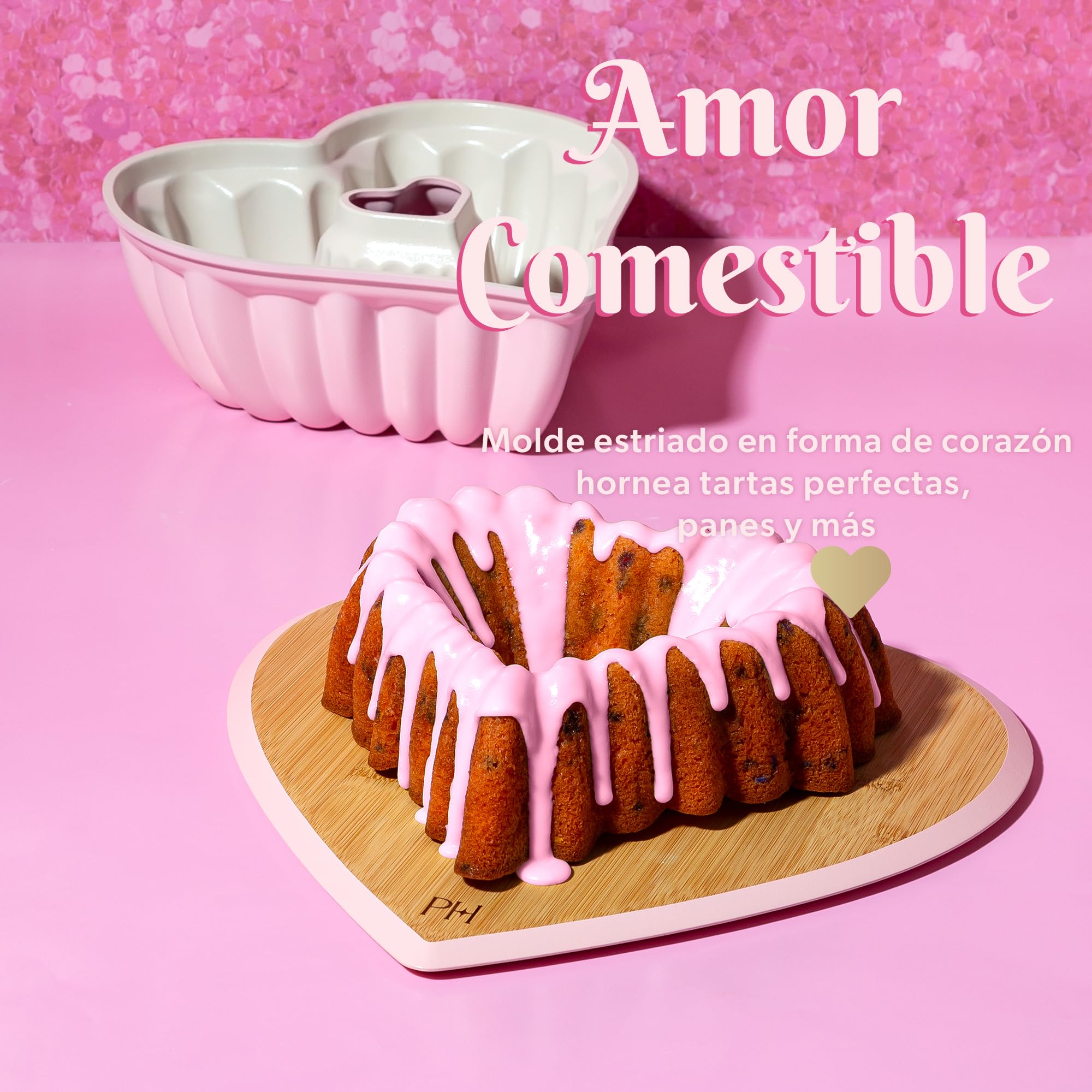 Paris Hilton – Molde para tartas de aluminio fundido con revestimiento cerámico antiadherente, resultados de cocción uniformes, 26 x 285 x 10 mm, forma de corazón, apto para lavavajillas