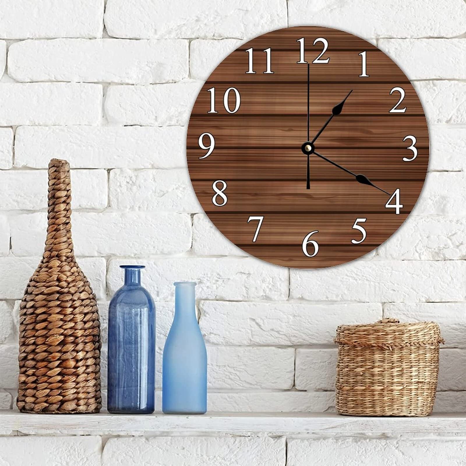 Wood Blank Background Wall Clock 12x12 inch Silent Non-Ticking PVC