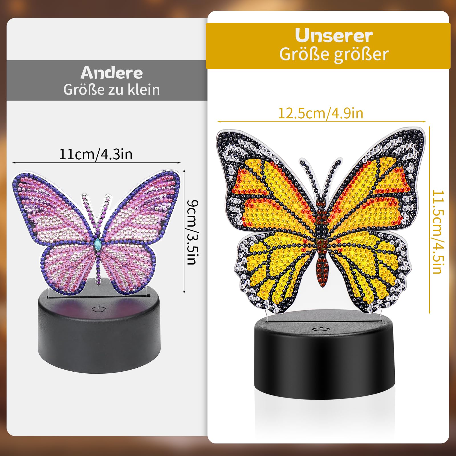 Zoyomax Cadeaux pour filles de 5, 6, 7, 8, 9, 10 ans, papillon Diamond Painting Veilleuse 3D créative Peinture diamant pour enfants, cadeau d'anniversaire pour enfants filles à partir de 6 à 12 ans