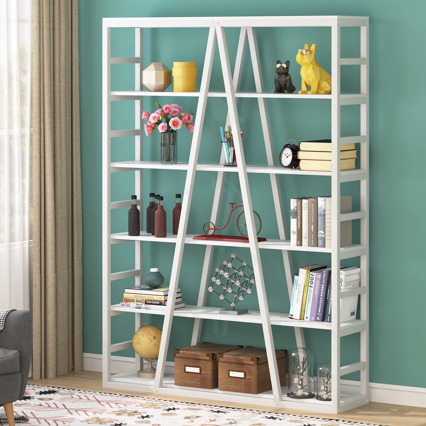 Buy Tribesigns 6 Tier Bookshelf 71 inch Tall Bookcase, Industrial Etagere Bookcase and