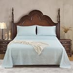 Queen Size Bed Sheets, 4 Piece Floral Pattern Sheets Queen, 17" Deep Pocket Sheets, Lake-Blue Floral