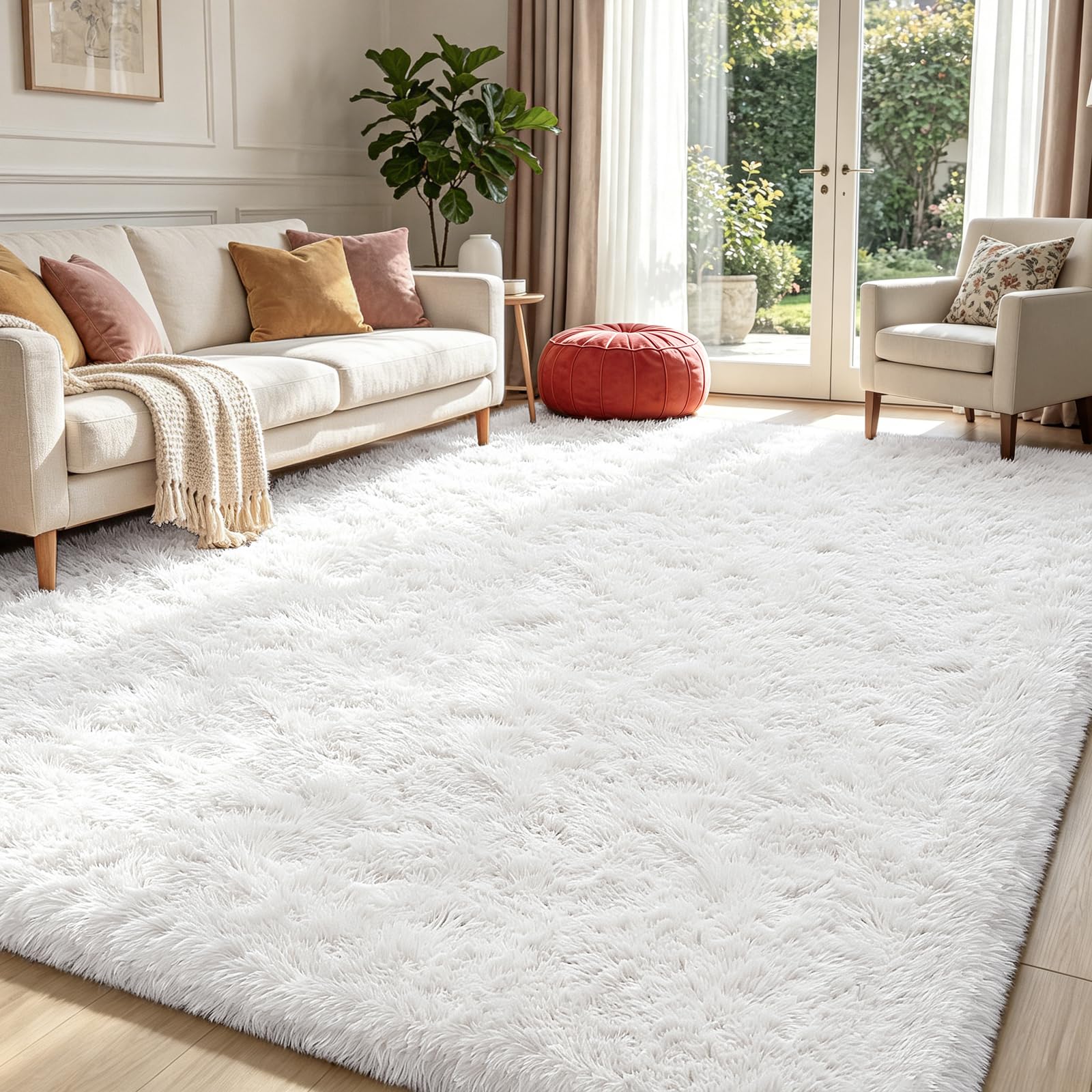 Photo 1 of Yongyangjuxin White Shag Area Rug 6' x 9'