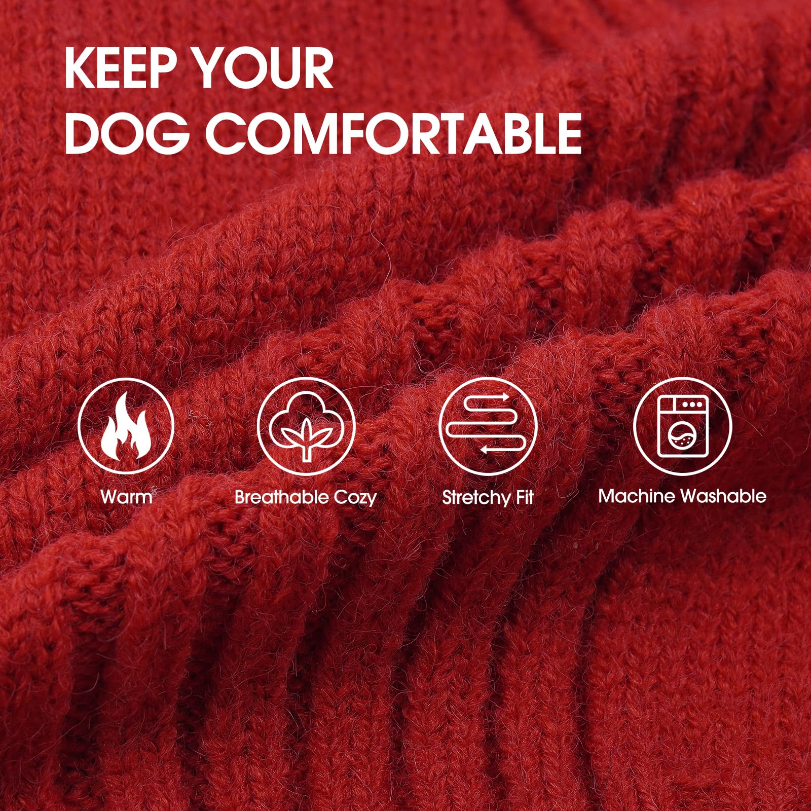 IECOii Sweter świąteczny dla psa, XXL, z długim rękawem, golf, dla bardzo dużych psów, chłopców, dziewczynek, strój na zimną pogodę, buldog angielski, ubrania na zimę