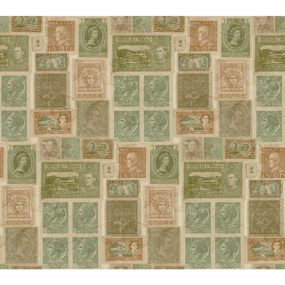 Buy York Wallcoverings GX8177SMP Passport Postage Stamps Wallpaper Memo