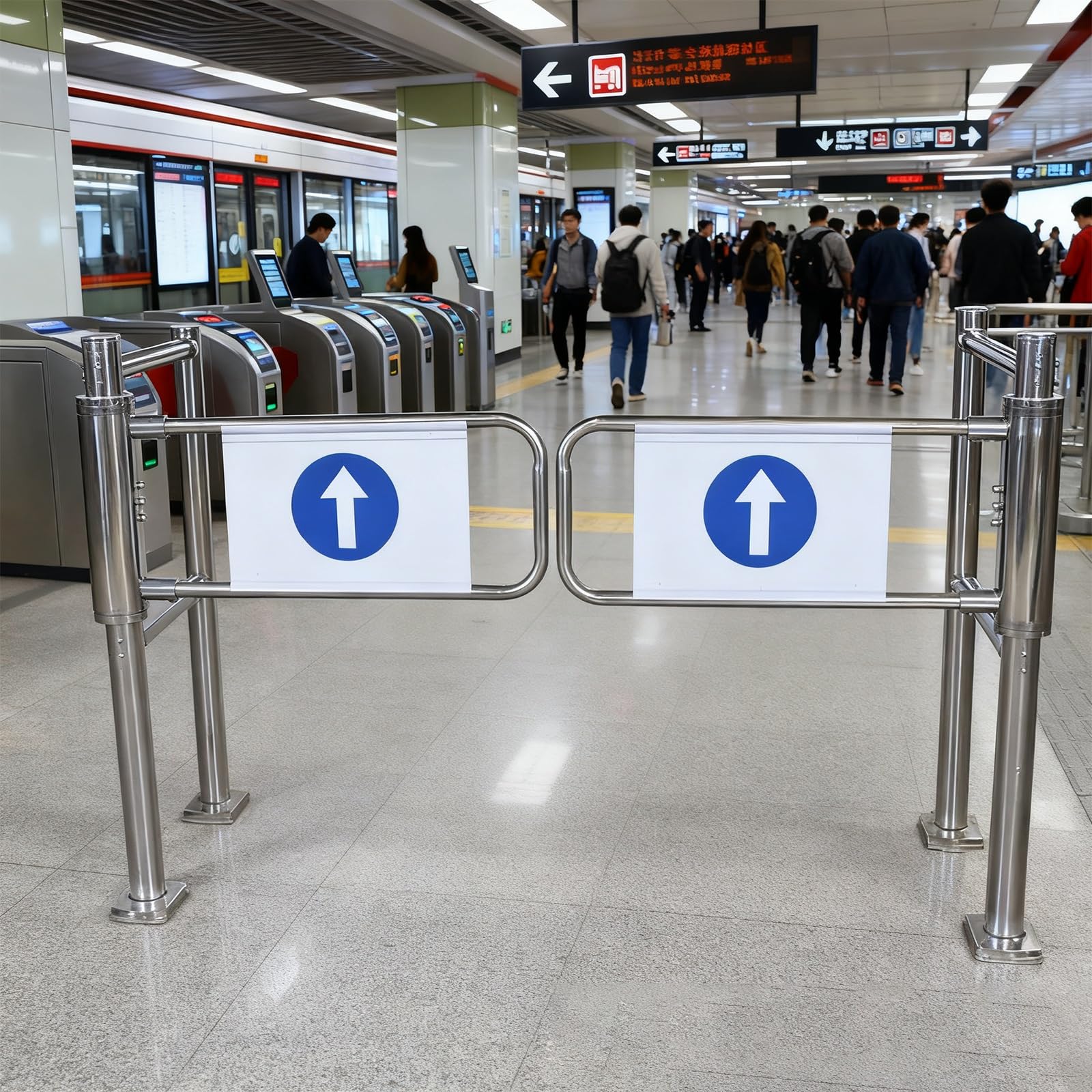 Cancello a battente automatico in acciaio inox, porta a chiusura automatica per magazzino e negozio, 1 via, cancello di sicurezza, recinzione industriale, 110 cm x 102 cm