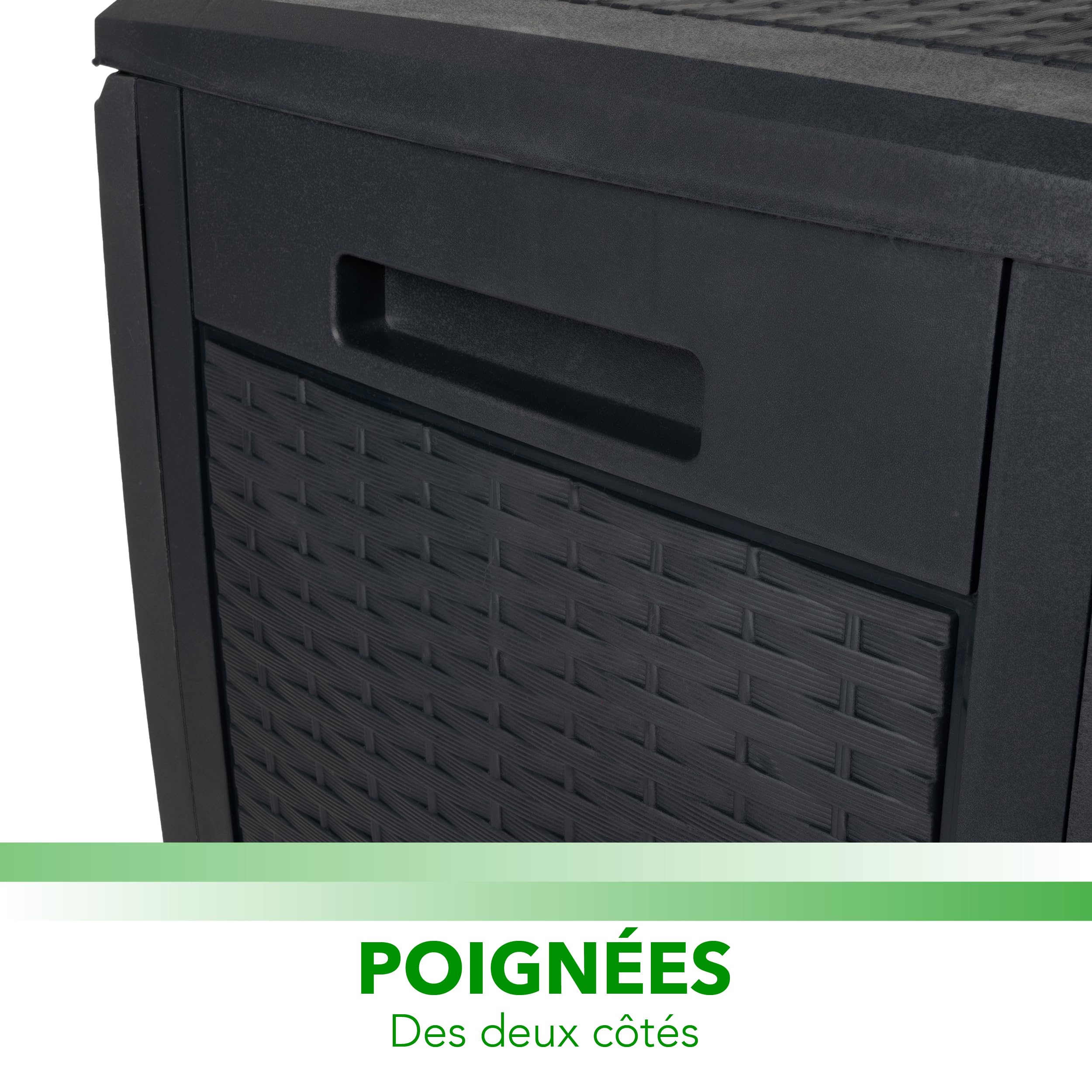 Lifetime Garden Coffre de Jardin Exterieur avec Couvercle - Coffre de Rangement - Coffre Extérieur de Jardin en Plastique 310L - Coffre de Jardin 119x48x60cm - Coffre à Coussins Étanche - Noir